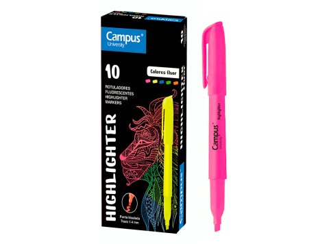 Marcador fluorescente trazo grueso rosa Campus 10 unidades