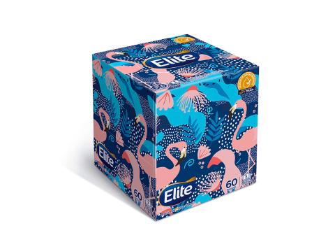 Pañuelos desechables de papel en cubo dispensador Elite triple hoja x 60 unidades