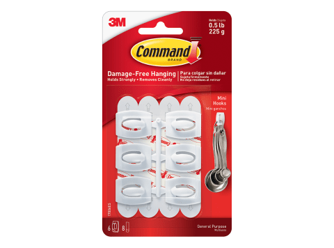 Mini ganchos adhesivos Command color blanco Paquete x 6 unidades