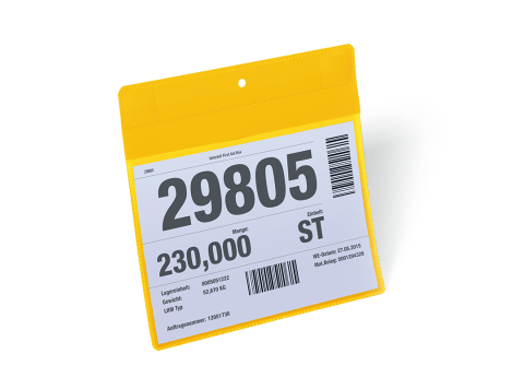 Funda identificatoria magnética Durable A5 horizontal color amarillo Paquete x 10