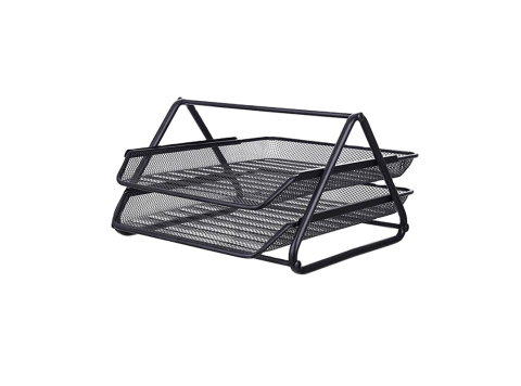 Bandeja de escritorio apilable en metal calado Plus Office set x2 color negro