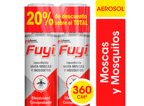 Pack de insecticida Fuyí mata moscas y mosquitos Aerosol x 2 unidades de 360 ml